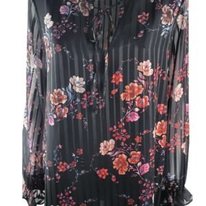 Camicia Donna Nero Fantasia Fiori