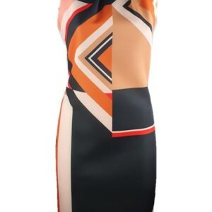 Abitino Donna Tubino Nero Fantasia Geometrica