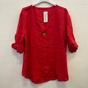 Blusa Donna monocolore con bottone frontale in metallo