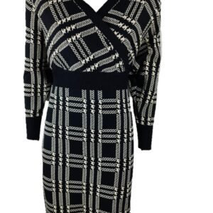 Abito Tubino Geometrico Urban Chic Doppio Scollo V fantasia Check