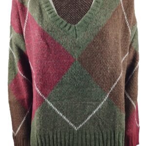 Maglione scollo V oversize - rombi multicolore (Copia)