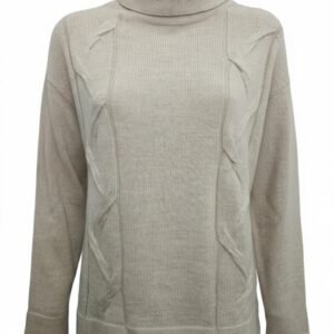 Maglia Donna Collo Alto in misto Lana con Intrecci 3D laterali
